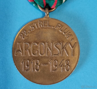 Pamětní medaile 22. střeleckého pluku Argonského velmi pěkná - 4