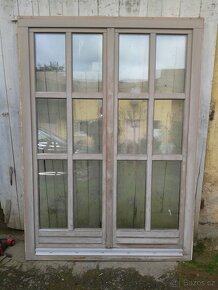 2 kusy - Dřevěné balkonové dveře - francouzské okno - 4
