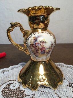 Porcelánový svícen.... zlacený značený Český porcelán - 4