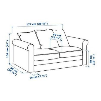2místná rozkládací pohovka (sedačka) šedá (IKEA) - 4