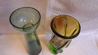 HUTNÍ SKLO VÁZA a ZELENÁ VÁZA 50.-60.léta - 4