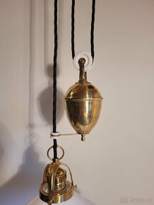 mosazná  stahovačka, stahovací lustr, bílé stínidlo,až 4 ks - 4