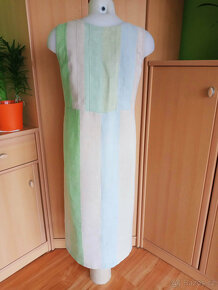 béžové šaty s modro-zelenými pruhy, zn.Ermabe - 4