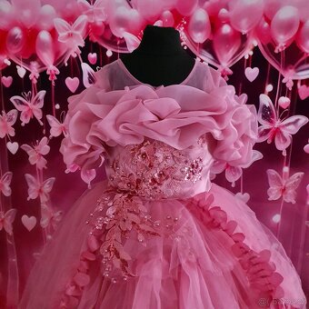 Pudrové růžové společenské dětské šaty - 4