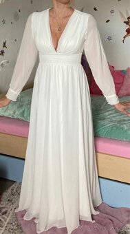 Bílé dlouhé šaty /svatební, maturitní/ - 4