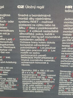 PARKSIDE Vysokozátěžový regál 2m, 7ks sleva - 4