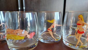 Retro malované sklenice 6 ks, slečny - 4