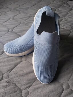 Dámské prodyšné pletené boty, slip on boty vel.40 světlemodr - 4