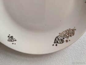 Starý keramický malý talířek zlacený, značeno - 4