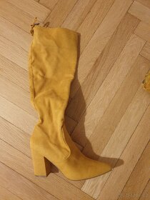 Žluté kozačky semišové, vel. 39 - 4