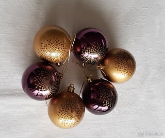 Rezervace -Vánoční ozdoby – fialové a zlaté - sada - 4