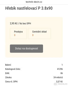 Nastřelovací hřebíky s podložkami za polovinu, 3.8 x 90mm - 4