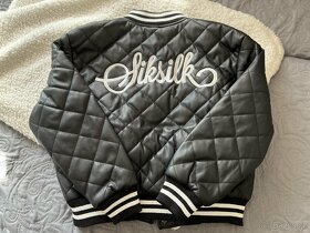 SikSilk Black Pu Quilted Varsity Jacket - 4