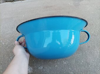 Smaltovaný modrý vandlík, průměr 35 cm - 4