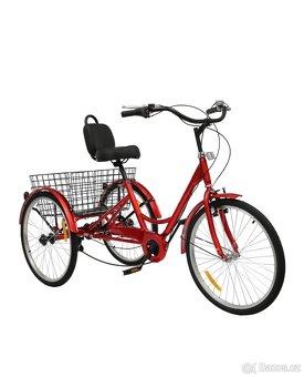 Červená tříkolka pro dospělé, 24", 7-rychlostní - 4