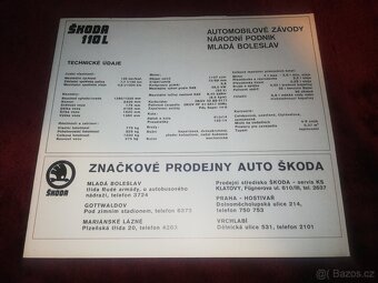 ŠKODA 110L DeLuxe, originál prospekt AZNP Mladá Boleslav, - 4