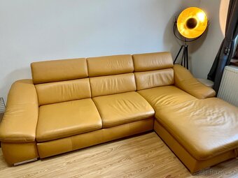 Kožená rozkládací sedačka s úložným prostorem - 4