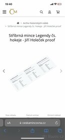 Stříbrná mince Legendy čs. hokeje - Jiří Holeček proof - 4