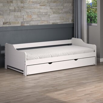 Nová rozkládací postel masiv borovice bílá - 4