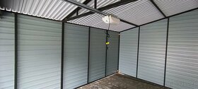 Plechová garáž imitace dřeva 6x6+2m kůlna - 4