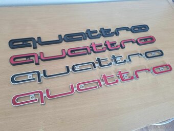 Veľký nápis QUATTRO pre AUDI chrom, čierne, červene - 4