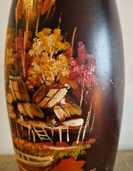 dřevěná ručně malovaná váza, 37 cm - 4