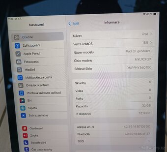 Apple iPad 8 gen.,32GB Uložiště, 3GB RAM, IOS 18.5 - 4