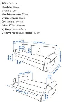Rozkládací 3 místná sedačka VRETSORP - 4