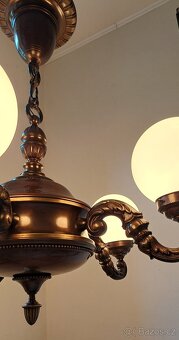 Starožitný velký mosazný lustr, r.v.1920, osvětlení - 4