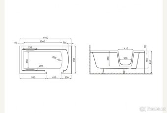 Sedací vana s dvířky Avo 140x70 cm - 4