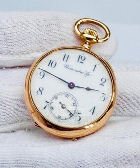 18K CELO ZLATÉ KAPESNÍ HODINKY CHRONOMETRE LIP S ETUI A ŘETÍ - 4