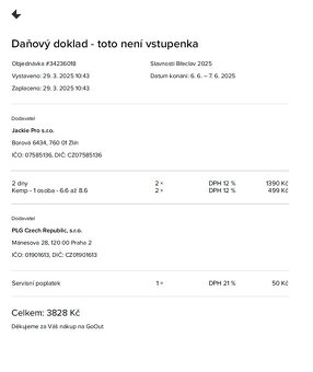 prodám vstupenka na SLAVNOSTI BŘECLAV 2xvstup(pá+so)+2x kemp - 4