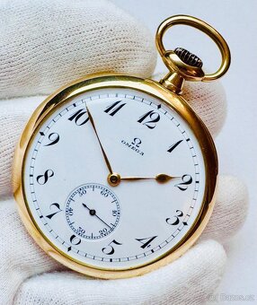 14K ZLATÉ PÁNSKÉ KAPESNÍ HODINKY OMEGA SE ŠATLÉNEM - FUNKČNÍ - 4