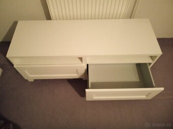 TV stolek se zásuvkami, bílá/Hanviken/Stubbarp bílá, 120x42x - 4