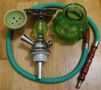 Malá vodní dýmka – zelené sklo, kompletní sada - 4