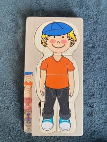 Skládačka/vkládačka lidské tělo puzzle dřevěné holka a kluk - 4
