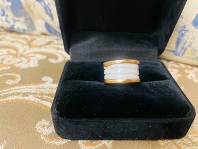 BULGARI B.Zero 4-Band 18kt Pink Gold White Ceramic Ring 54 - 4