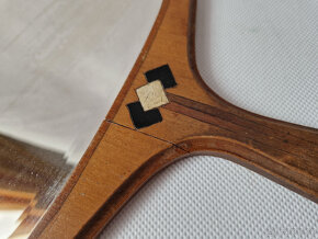 Starožitné secesní dřevěné ruční zrcátko zrcadlo fazetované - 4