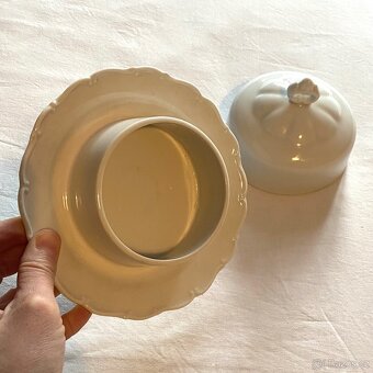 Retro máslenka / miska s poklopem - porcelán - 4