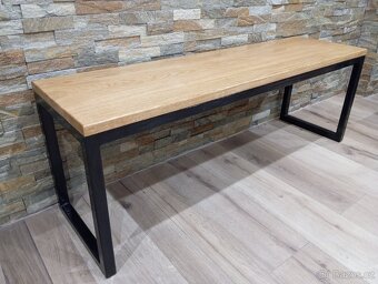 Lavička masiv dub/kov bílá nebo černá - 4