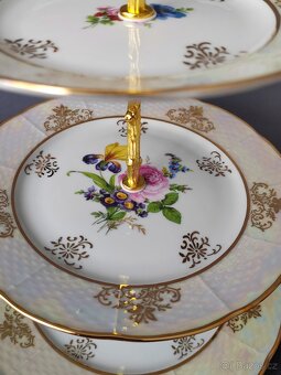 Nádherný 3 dilový etažer v top stavu od porcelánky Pražák - 4