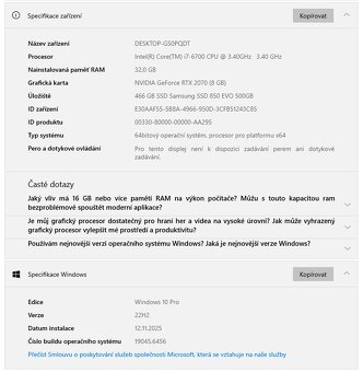 PC i7-6700, RTX 2070, 32BG RAM - 4