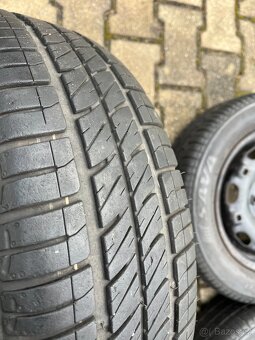 4x plechový disky 5x100 R14, letní pneu 70% - 4