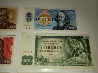 SESTAVA BANKOVEK 10-1000 KČS, 80. LÉTA, 6 RŮZNÝCH NOMINÁLŮ - 4