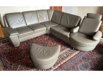 Luxusní rohová kožená sedací souprava, 2971 - 4