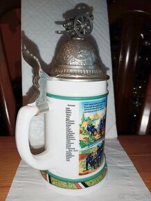 Krásný,starý, skleněný korbel s vojenským motivem - 4