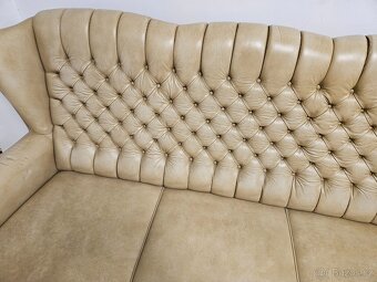 Chesterfield štý,kožená vysoká sedačka,ZĽACNENÁ - 4