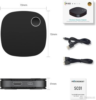 SC01 Miracast Dongle pro TV,projektor 4k@60Hz - 4