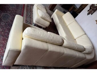 Luxusní moderní rohová kožená sedačka + taburet,3221 - 4