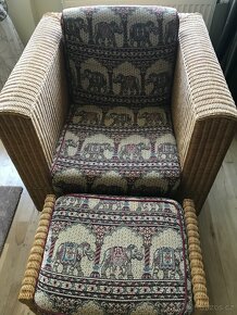 Ratanove kreslo s taburetem - 4